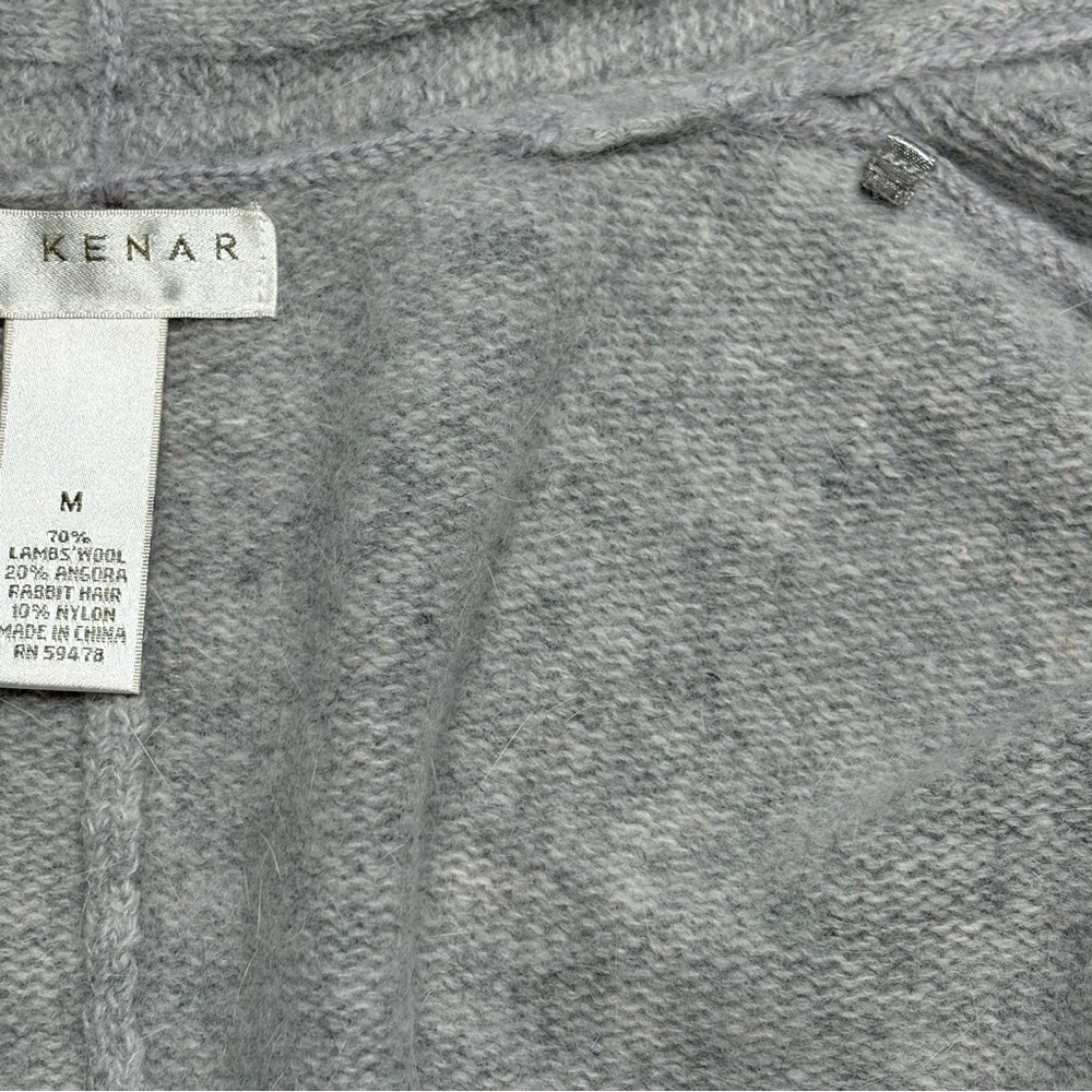 VTG Kenar Open Front Cardigan M Wool Angora Heather Gray Pockets Short Sleeve - Picture 11 of 12